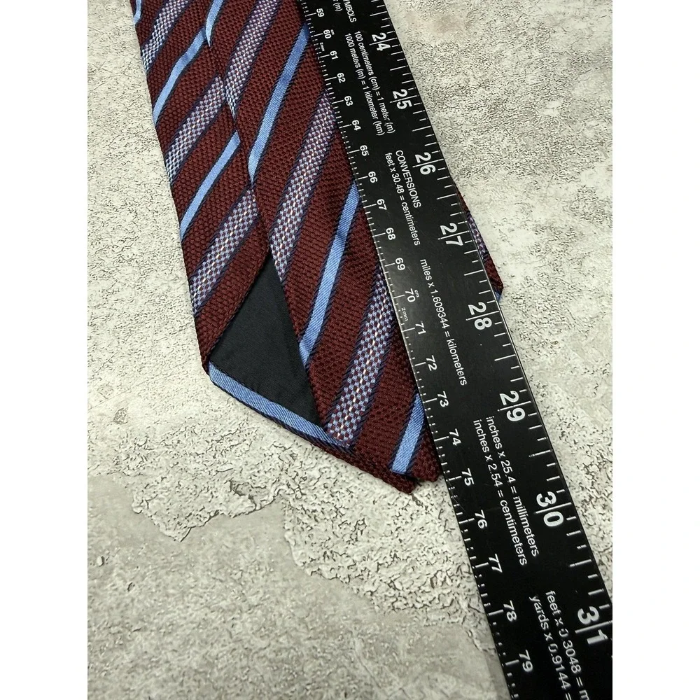 Giulia Visconti Silk Tie Mens One Size Red Striped Pointed Made In Italy Necktie